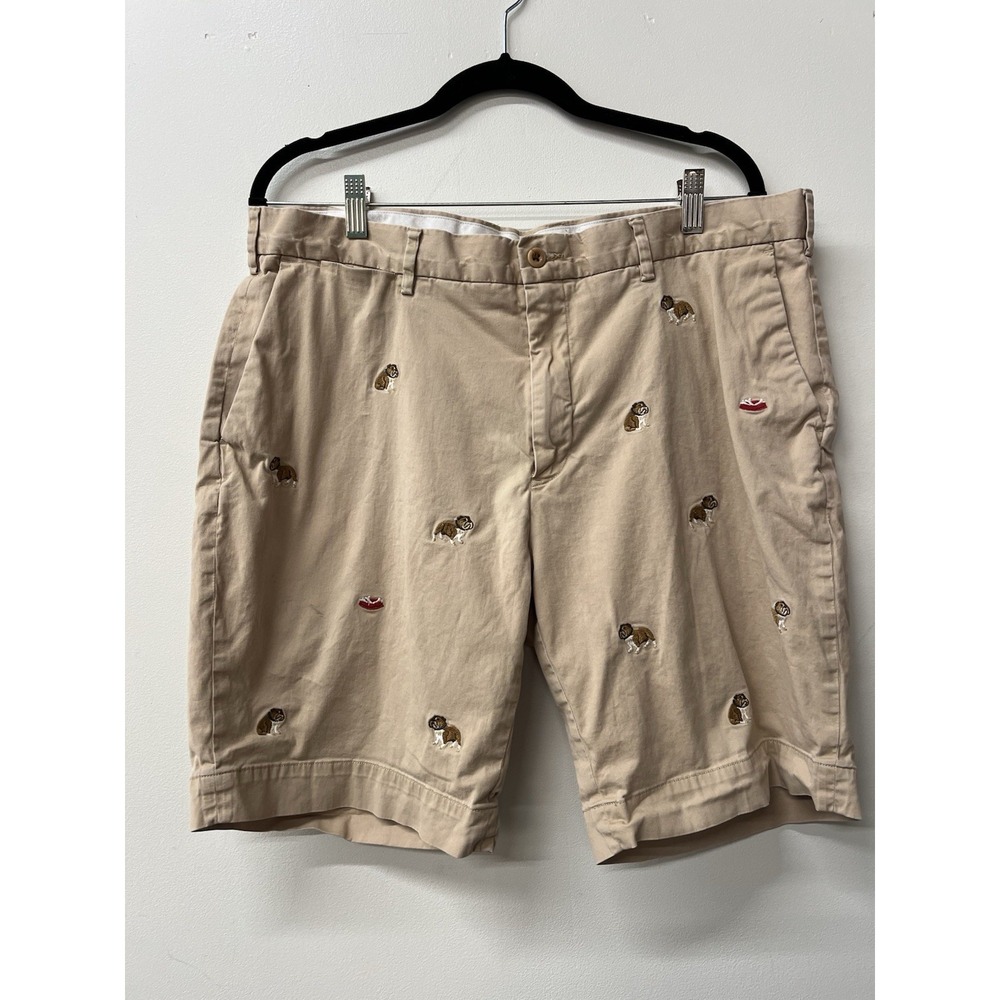 Polo Ralph Lauren Dog Chino Shorts All Over Embroidery Mens Sz 38 Pug